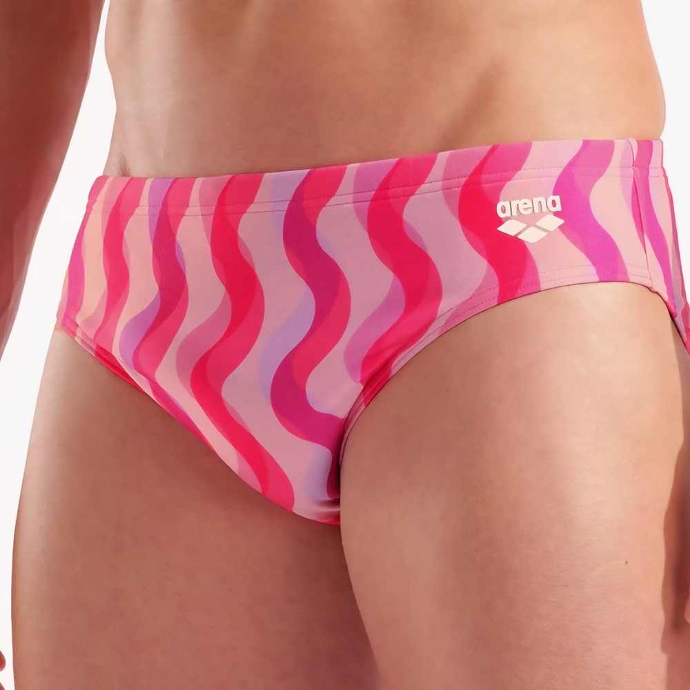 Never Worn Arena Men’s Pink Wave Brief Swim Trunks